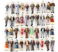 YUETTYY 130PCS Painted Model Figure, People Figurines 1:48 O Scale Model Building Trains Figures Plastic Tiny People Different Poses Standing Model for Miniature Scenes Randomly