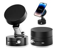 YUEWEESER Vacuum Magnetic Phone Stand Suction Phone Holder Foldable and Retractable Mount Compatibale with Most Phones for Car Dashboard Gym Mirror, Black