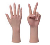 Yuewen Life-Size Silicone Female Hands Built In Bones for Jewelry Display Manicure practice (Beige, 1PC Left Hand With Skeleton)