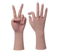 Yuewen Life-Size Silicone Female Hands Built In Bones for Jewelry Display Manicure practice (Brown, 1PC Left Hand With Skeleton)