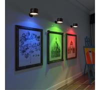 Yuewilai Magnetic Wall Sconce Dimmable, 2 Pack Rechargeable Battery Operated USB, Picture Painting Wall Light with Remote, 360° Rotate Magnetic Ball LED Wall Mounted Lamp (Black#A)