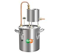 YUEWO Moonshine Still Alcohol Distiller Alembic Spirits Alcohol Wine Making Boiler with Thermometer Pump for Whisky Brandy Vodka 304 Stainless Steel (33L)