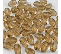 YUEXIGO 130pcs 6x8mm Teardrop Crystal Glass Beads for Jewelry Making, Faceted Vertical Hole Teardrop Glass Spacer Beads for Wind Chimes Bracelet Earring Necklace DIY Craft(Champagne)