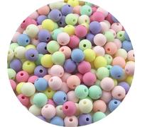 YUEXIGO 200pcs Acrylic Round Beads for Crafts 10mm Resin Candy Color Spacer Beads with Hole for Jewelry Making Sewing Crafts Decoration Necklaces Bracelets Earrings Supplies(Frosted Mix Colors)