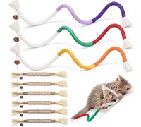 YueXing 9 Pcs Cat Toys for Teething & Play - Kitten Chew Sticks & Catnip Rope Toys with Silvervine,Teeth Cleaning Chew Toys, Interactive Indoor Cat Toy Set for Boredom & Stress Relief