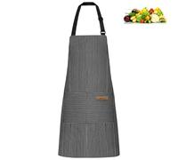 YueXing Adjustable Apron,Chefs Apron Professional Quality Butchers Kitchen Cooks Restaurant Bistro BBQ School College Double POCKETS 100% Cotton with Polyester Straps (1, Black)