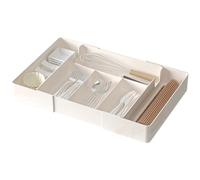 YueXing Cutlery Drawer Organiser - Expandable Kitchen Drawer Storage Organiser, Adjustable Cutlery Tray, Multipurpose Utensil Organisation for Forks, Knive(beige,4 grids, expandable to 6 grids)