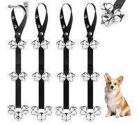 YueXing Dog Potty Bells for Door, Adjustable Training Bells with Chew-Resistant Rope, 7 Loud Stainless Steel Bell Toilet Signal for Puppy Housebreaking and Scratch-Free Door Protection(4pcs)
