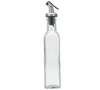 YueXing Glass Oil and Vinegar Cruet Set, 500ml Bottle with Anti-Drip Spout, Space Saving Square Dispenser for Kitchen, Dining Table and Outdoor Entertaining