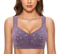 YUEXIRUI 4PC Daily Bras for Women Front Fastening Bras 4 Pack Full Coverage Front Closure T Shirt Bra No Underwire Comfort Hides Back Fat Bralette Older Women Non Wired Sport Bra