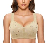 YUEXIRUI 4PC Daily Bras for Women Front Fastening Bras 4 Pack Full Coverage Front Closure T Shirt Bra No Underwire Comfort Hides Back Fat Bralette Older Women Non Wired Sport Bra