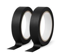 Yuexitech 2 Packs Black Masking Tape for Painting, 20mm x 50m Painters Masking Tape, Decorating Tape Medium Adhesion, Multi-Surface Indoor Sharp Lines & No Bleed for Walls & Trim