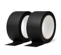 Yuexitech 2 Packs Black Masking Tape for Painting, 50mm x 50m Painters Masking Tape, Decorating Tape Medium Adhesion, Multi-Surface Indoor Sharp Lines & No Bleed for Walls & Trim