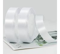 Yuexitech 2 Rolls White Ribbon，Double Sided Polyester 20mm X 22m(24 Yards) Gift Wrapping Ribbon for Crafting, Gift Wrapping, Balloons, DIY Sewing Project, Hair Bows and Cake Decoration