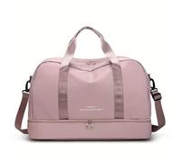 Yuexitech 40L Waterproof Gym Bag with Separate Shoe Compartment & Fuzzy Wet Pocket, Durable Travel Duffle Bag for Men Women, Lightweight Sports Holdall for Gym, Short Trips & Daily Use (Pink)