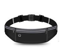 Yuexitech Running Belt Waist Pack, Ultra-Light Water-Resistant Fitness Belt with Adjustable Elastic Strap, Large Phone Pocket for iPhone 16/15/14 Pro Max up to 7.5″ Black