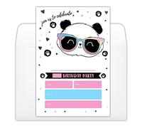 YUEXLL Panda Birthday Invitations Cards with Envelopes, Animal Party Invitations, Birthday Celebration Supplies, Double-sided Fill-in birthday Invites for Boys Girls - C02