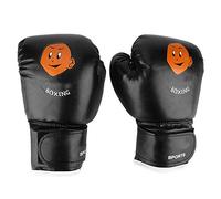 YUEYASHUX Child Boxing Fighting Muay Thai Sparring Gloves Red Black Blue 3-12 Years PU 1 Pair (black gloves black palms)