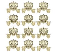 YUEYASHUX Heart Shaped Valentines Day Gift Box 12PCS Wedding Candy Plastic Romantic Birthday Party (Gold)