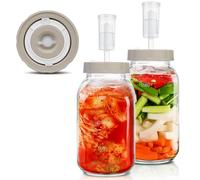 YUEYEE Fermenting Jar with Date Display, 2 Pieces 2 L Kimchi Container with Airlock, Perfect for Fermentation for Kimchi, Sauerkraut, Sourdough Starter, Sourdough Starter, Kefir Glass with Lid