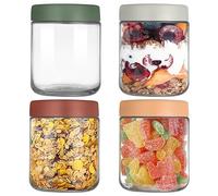 YUEYEE Overnight Oats Jar, 4 Pack 500 ml Glass Jars with Screw lids,Overnight Oats Container,Yogurt Pot for Homemade Oatmeal Salad Jam Pudding Chutney,Reusable Meal Prepare Glass Jar