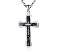 YueYuan Men's 925 Sterling Silver Ablone/Opal/Malachite/Turquoise/Lapis Lazuli/Obsidian/Tiger Eye Stone/Red Coral/Black Tourmaline/Celtic Cross Pendant Jewelry