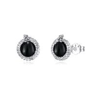 YueYuan Onyx Earrings 925 Sterling Silver Onyx Snake Earrings Snake Jewellery for Men Women Christmas Birthday Mother's Day Anniversary Jewellery Gift for Dad Mother Wife Husband Brother Sister