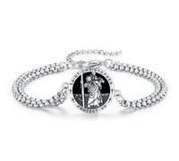YueYuan St. Christopher Bracelet 925 Sterling Silver St. Christopher Jewellery Amulet for Men