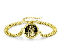 YueYuan St. Christopher Bracelet 925 Sterling Silver St. Christopher Jewellery Amulet for Men Color: Gold