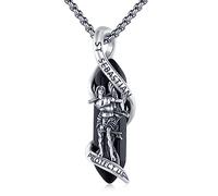 YueYuan St Sebastian Necklace 925 Sterling Silver Saint Sebastian Pendant for Athletes St.Sebastian Protection Amulet Necklace Catholic Jewellery Gift for Men Women