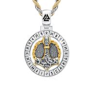 YueYuan Thor Hammer Necklace for Men, 925 Sterling Silver Mjölnir Pendant, Viking Runes Pendant, Viking Jewellery Gifts for Amulet Talisman