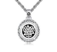 YueYuan Viking Necklace for Men 925 Sterling Silver Vegvisir Rune Pendant Valknut Necklace Viking Jewellery Gifts for Birthday Graduation