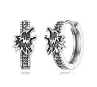 YueYuan Wolf Hoop Earrings 925 Sterling Silver Wolf Viking Rune Earrings Christmas Birthday Anniversary Jewellery Gift for Father Husband Brother Son