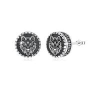YueYuan Wolf Viking Earrings for Men 925 Sterling Silver Wolf Jewellery Viking Style Runic Earring Christmas Anniversary Birthday Jewellery Gift for Dad Father Brother Son
