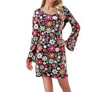 YueYue Boho Dresses for Women UK 70s Disco Outfit Women 7 PCS 70's Disco Dress Costume Hippie Clothes Accessories Jewelry Halloween (Black, XL)