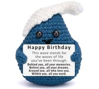 YUEYUQIU Birthday Gifts for Women Men, Handmade Crochet Wave Decor, Sentimental Happy Bday Presents for Friends Mom Dad, Motivational Office Desk Accessories, Mindful Friendship Gift