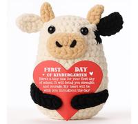 YUEYUQIU Cute First Day Gifts Kindergarten - First Day of School Encourage Gifts for Kids Daughter Teens Girls from Mom - Funny Handmade Crochet Small Cow Present for Birthday Graduation