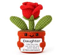 YUEYUQIU Daughter Gifts from Mom Dad - Birthday Gifts for Kids Teens Adults Daughter in Law - I Love You Cute Handmade Crochet Rose Flower Gift for Mothers Day Graduation Back to School Chrimast