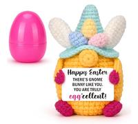 YUEYUQIU Easter Gifts for Kids Adults, Handmade Crochet Easter Gnome Bunny Decor, Sentimental Spring Presents for Home Office, Funny Eggcellent Easter Basket Stuffers for Teens