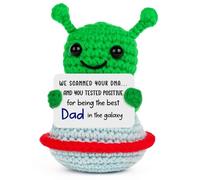 YUEYUQIU Funny Christmas Dad Gifts from Daughter Son, Handmade Crochet Alien UFO, Best Dad in The Galaxy Birthday Presents for Him, Cute Fathers Day, Sci Fi Desk Decor for Men