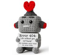 YUEYUQIU Funny Robot Gifts for Boyfriend Girlfriend Him Her, Handmade Crochet Error 404 Robot, Wedding Anniversary Valentines Day Birthday Presents for Women Men, I Love You Gift for Husband Wife