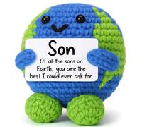 YUEYUQIU Gifts for Son from Mom Dad, Best Son on Earth Handmade Crochet Decor, Sentimental Birthday for Him, Funny Best Son Ever Gift, I Love You Room Decor