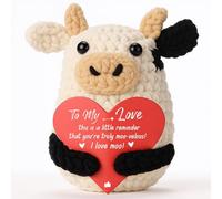 YUEYUQIU Mini Cow Gifts for Her Him Grilfriend Boyfriend - to My Love Handmade Crochet Cow, I Love You Gift for Women Men, Romantic Birthday Wedding Anniversary Present for Wife Husband Couple