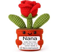 YUEYUQIU Nana Gifts from Grandchildren - Handmade Crochet Rose Flower, Love Never Fades Mothers Day Birthday Presents for Her, Best Grandma Ever Christmas Home Decor, I Love You Nana