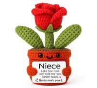 YUEYUQIU Niece Gifts from Auntie Aunt Uncle - Romantic Gifts for Kids Teens Adults Niece - I Love You Cute Handmade Crochet Rose Flower Present for Easter Mothers Day Graduation Valentines Chrimast