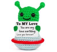 YUEYUQIU Romantic Gifts for Him Her, Handmade Crochet Alien UFO Decor, Funny Wedding Anniversary Birthday Presents for Boyfriend Girlfriend, Cute Valentines Day I Love You Gift for Husband Wife