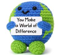 YUEYUQIU Thank You Gifts for Women Men, You Make a World of Difference Handmade Crochet Earth, Inspirational Presents for Teacher Nurse Coworker, Appreciation Friendship Farewell Gift
