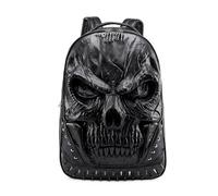 YUEZHAN Backpacks Casual Men Women Thick Leather Backpacks For Teenagers 3D Skull Designer Casual Travel Large Capacity Laptop Bag School Bags 48Cmblack