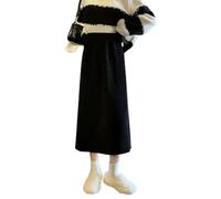YUEZHAN Pretty Pencil Skirt For Women Vintage Elastic Corduroy Midi Skirt Women High Waist Pleated Skirts Streetwear Skirt Xl Black