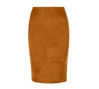 YUEZHAN Pretty Pencil Skirt For Women Women Pencil Skirt High Waist Hip Wrapped Suede Skirt Back Slit Design Zipper Placket Knee-Length Skirt L Brown